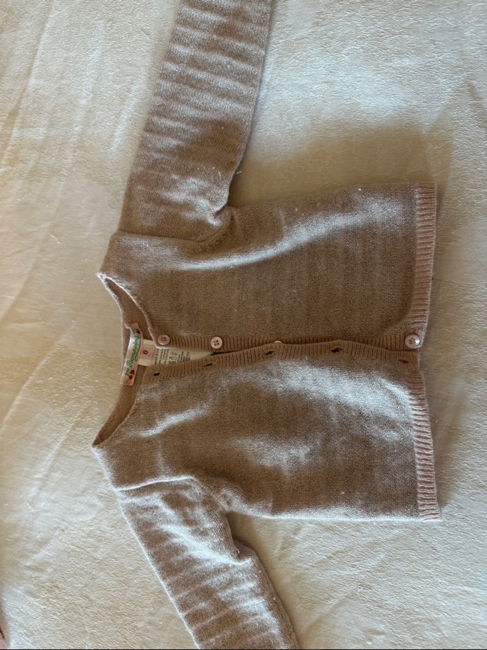 Bonpoint baby girl cashmere cardigan - silver and light pink
